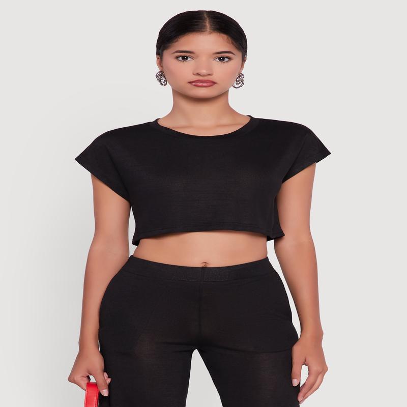 Daisy Dolman Sleeve Cropped Tee