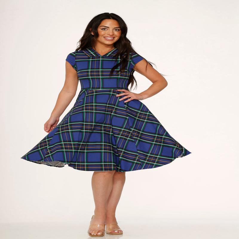 Blue Plaid Swing Dress
