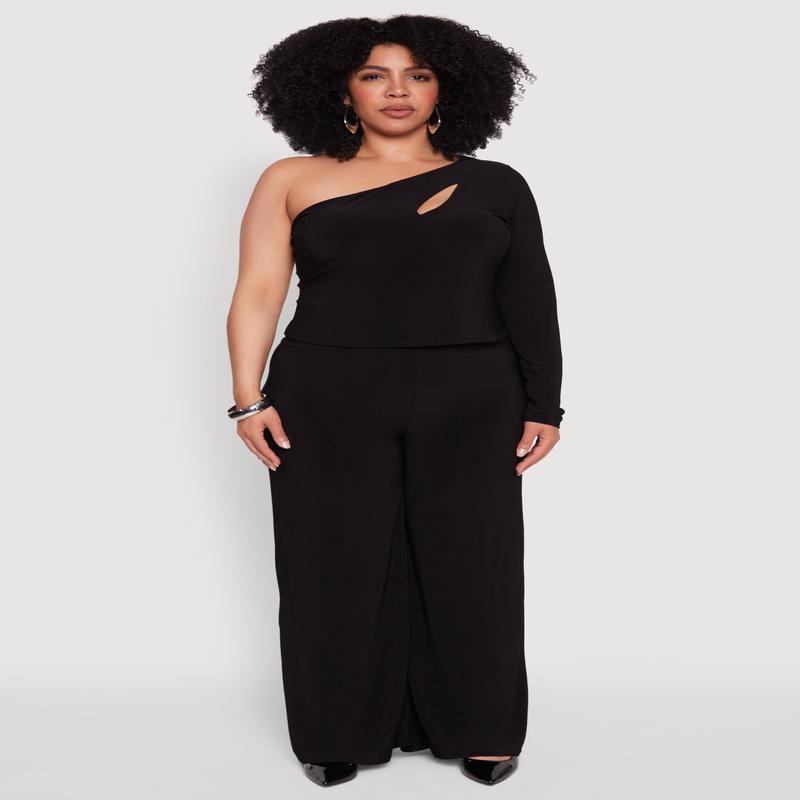 Plus Size Wide Waist Palazzo Pants