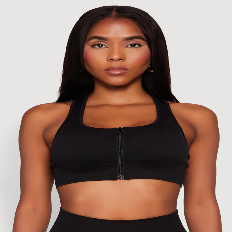 Seamless Zip Front Sports Bra