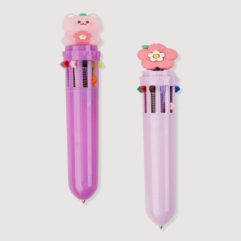 Girls 10 Retractable Multicolor Ink Daisy Pens 2 Pack