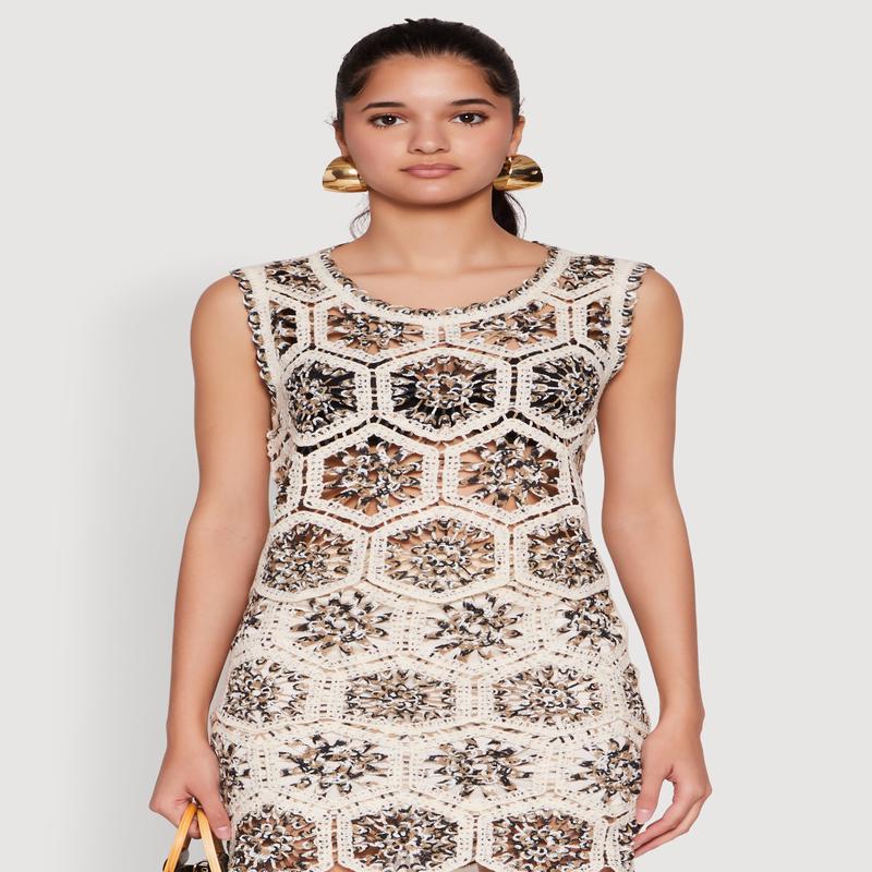 Hexagon Geometric Crochet Sleeveless Top