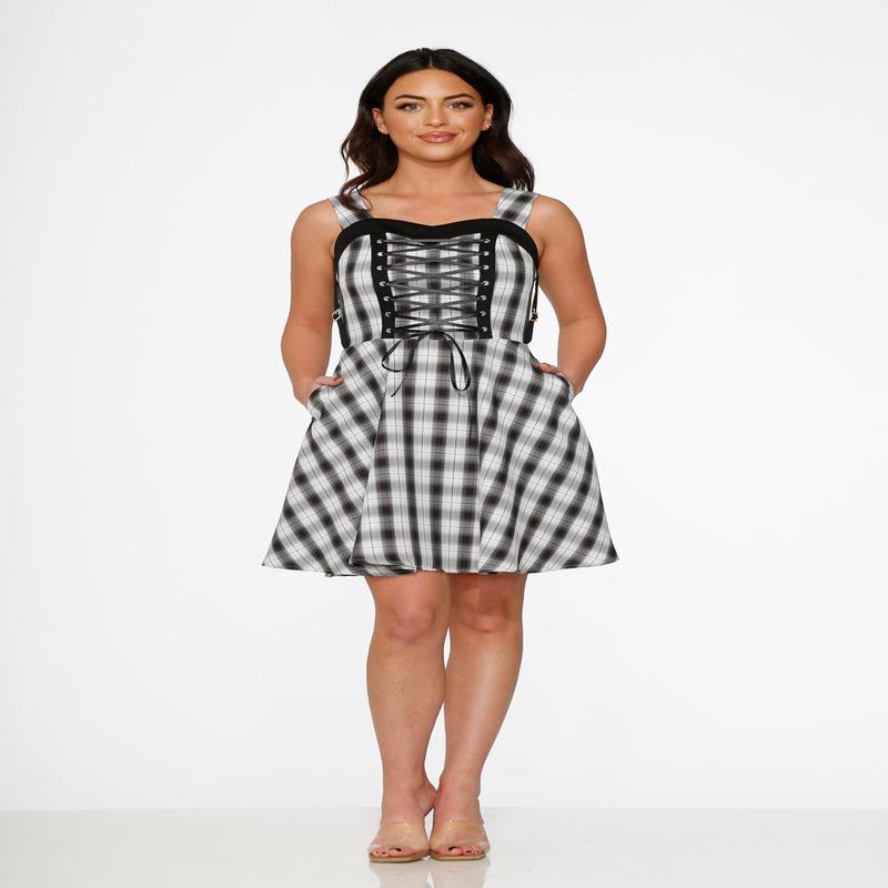 Black & White Plaid Swing Dress