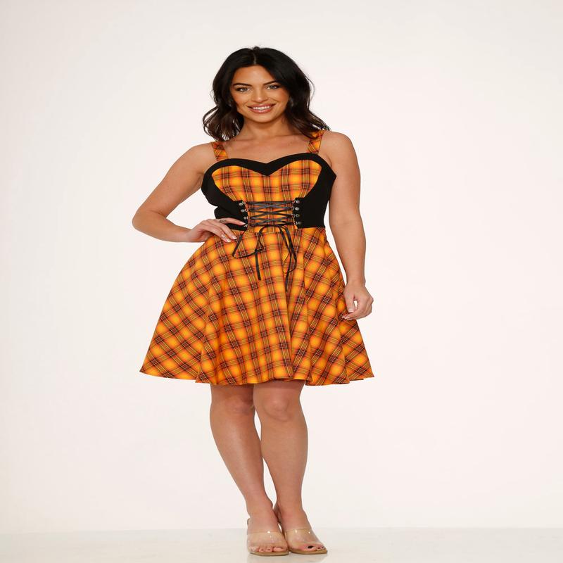 Orange Plaid Swing Dress