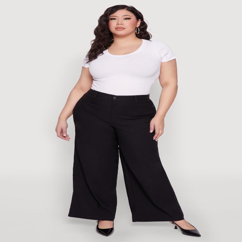 Plus Size Hyperstretch Wide Leg Pants