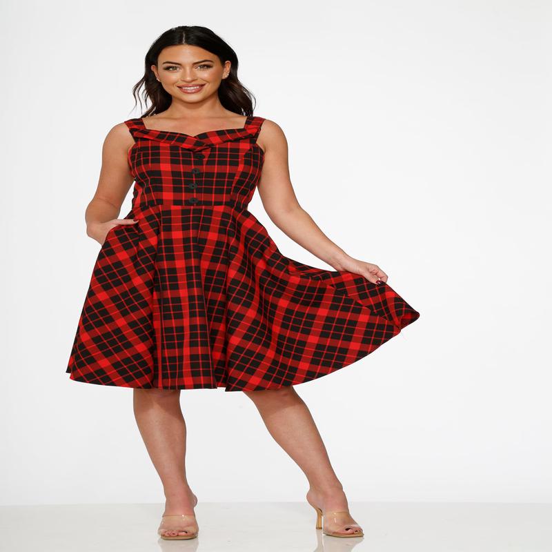 Red Plaid Swing Dress