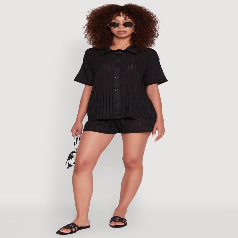 Trendy High Waisted Shadow Stripe Shorts