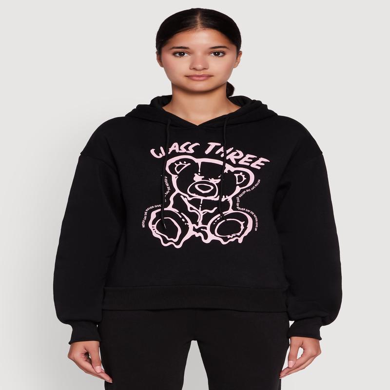 Bear Graphic Fleece Pullover Hoodie