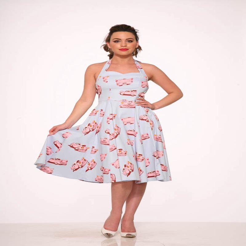 Car Hop Halter Swing Dress