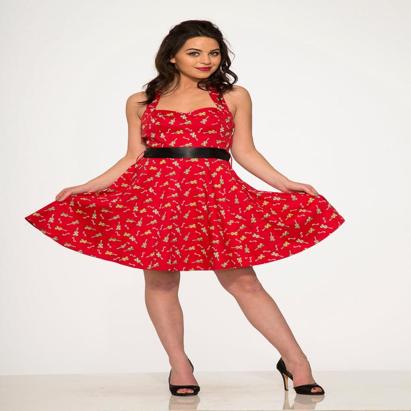 Red Violin Halter Swing Dress