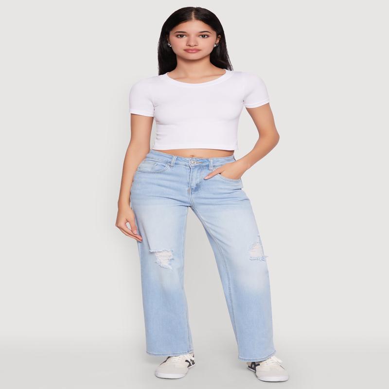 WAX Whiskered Ombre Distressed Jeans