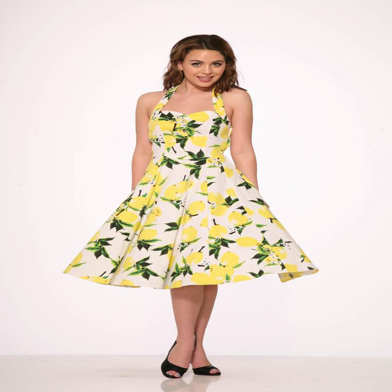 White Lemon Halter Swing Dress