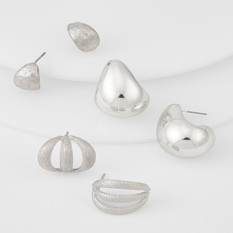 Assorted Metallic Hoop Earrings Trio