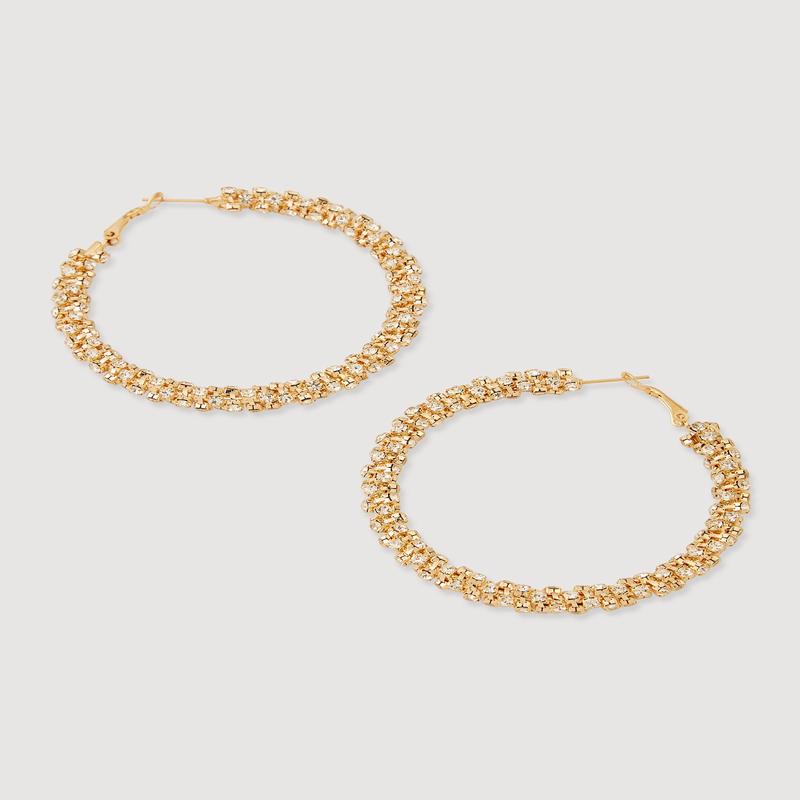Rhinestone Encrusted Metallic Hoop Earrings