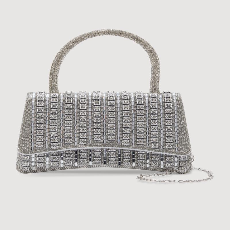 Rhinestone Studded Crossbody Bag with Removable Strap