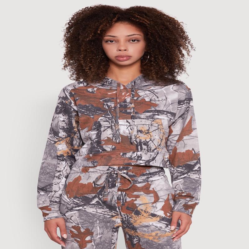 Hunter Camo Cropped Pullover Hoodie