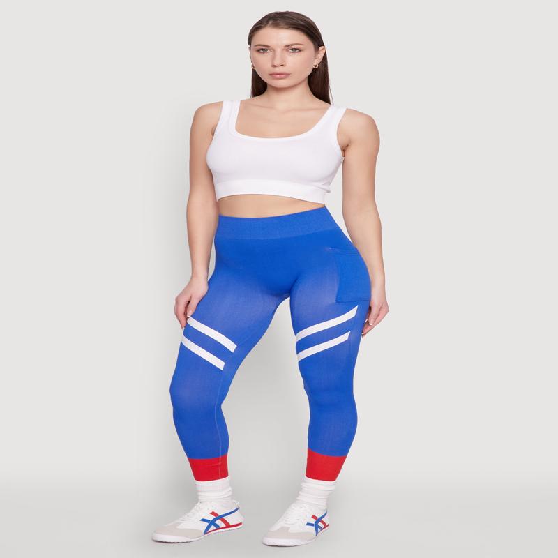 Contrast Trim Cell Phone Pocket Leggings