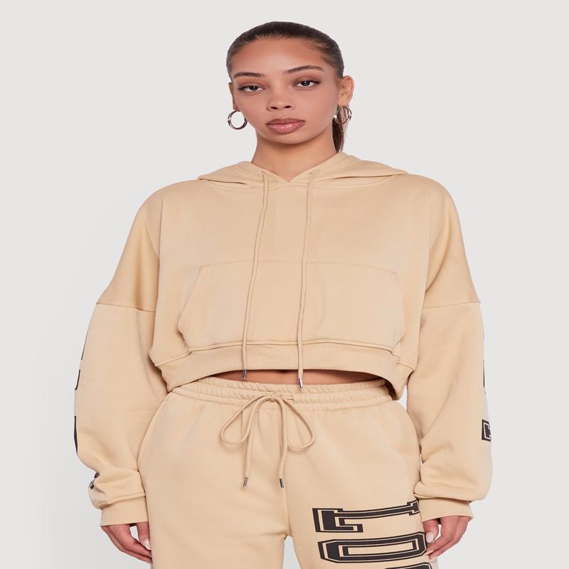 Cropped Los Angeles Graphic Hooded Sweatshirt