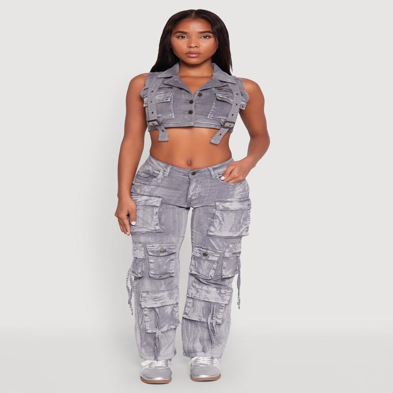 Spoon Jeans Mineral Wash Cargo Pockets Jeans