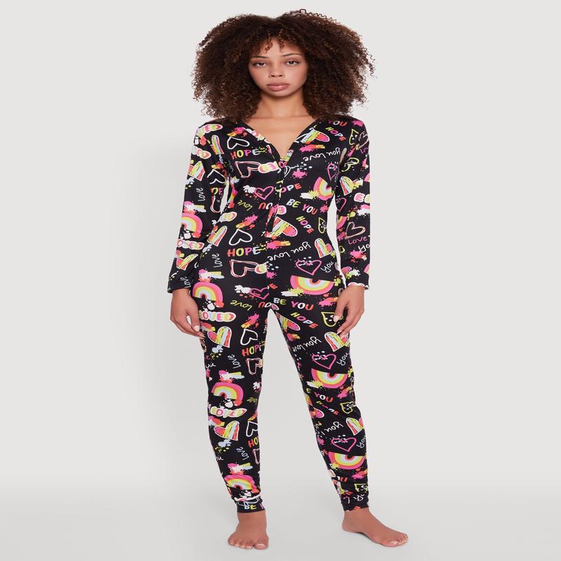 Be Loved Heart Print Pajama Onesie