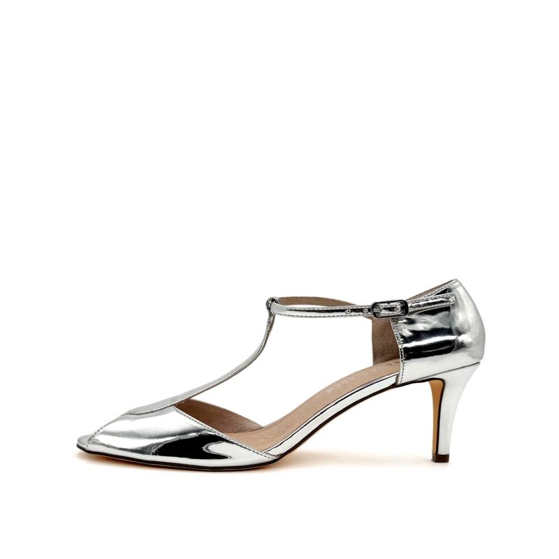 Blondie Metallic T-Strap Heels
