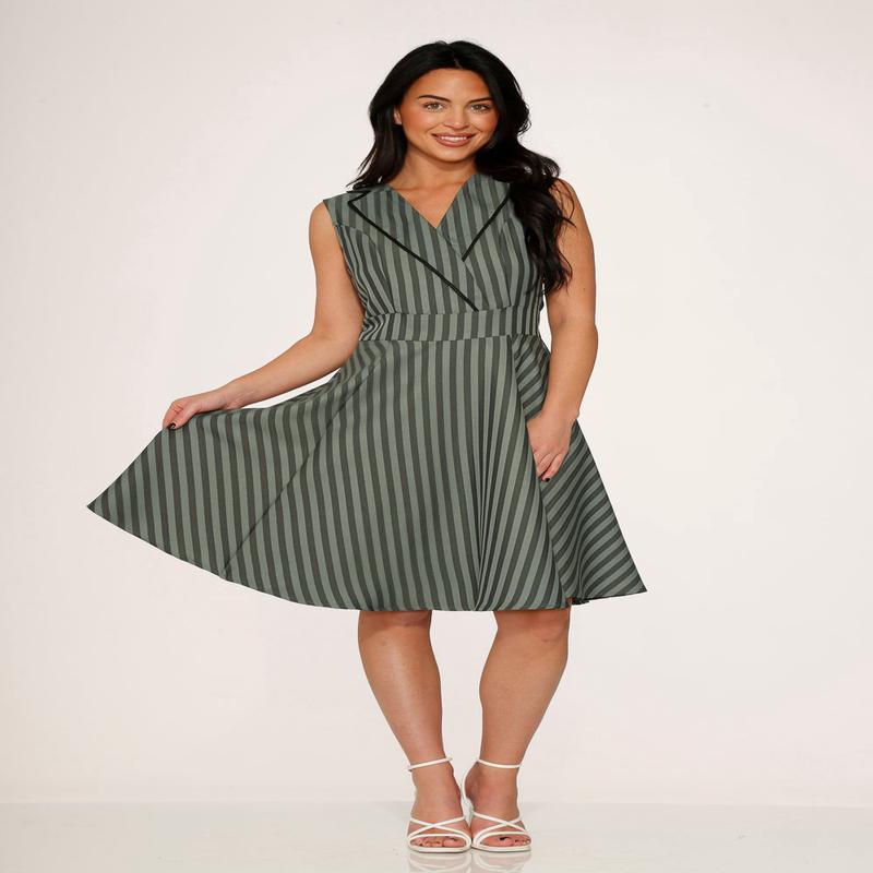 Olive Stripe Swing Dress