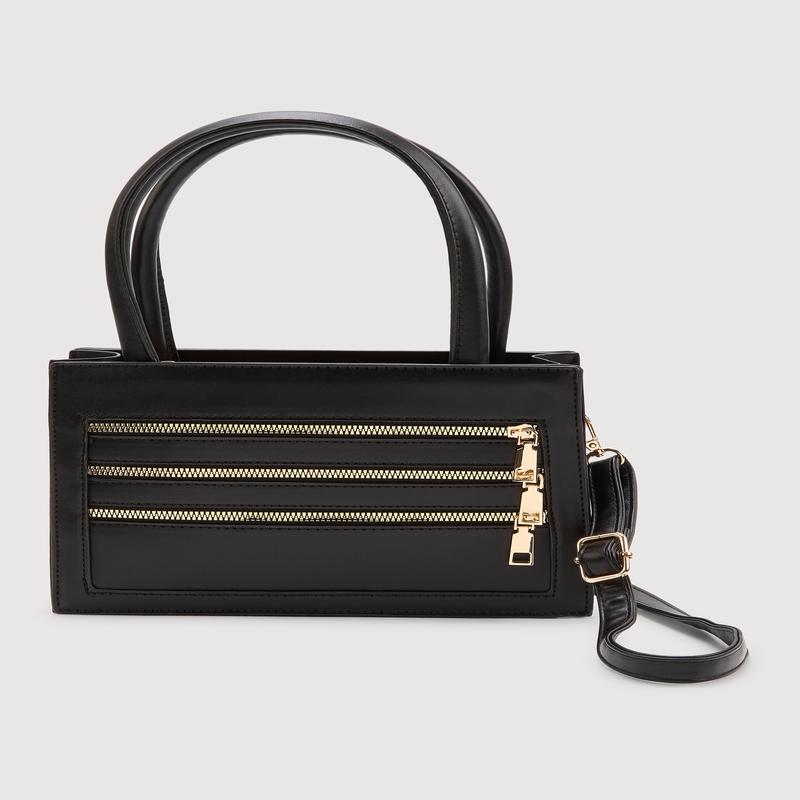 Triple Zipper Detail Convertible Handbag