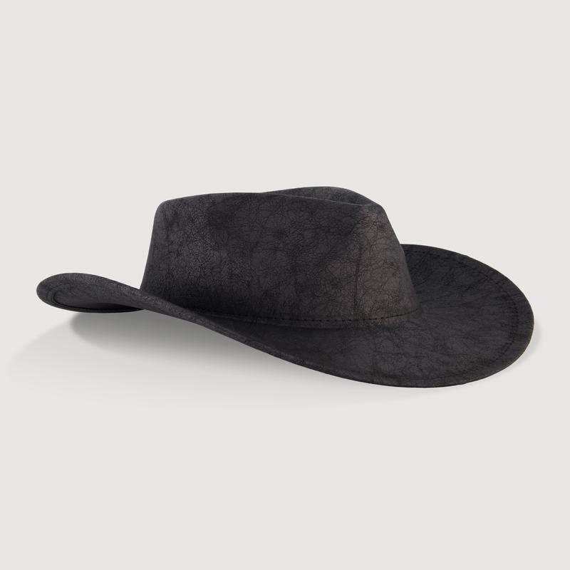 Distressed Faux Leather Cowboy Hat