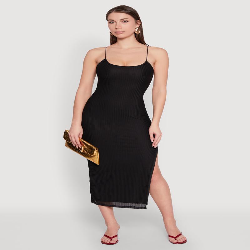 Iris Lace Up Back Side Slit Cami Dress