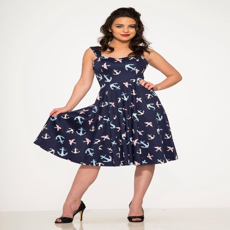Blue Swallows & Anchor Swing Dress