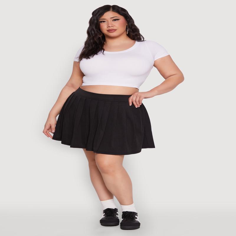Plus Size Pleated Tennis Skirt