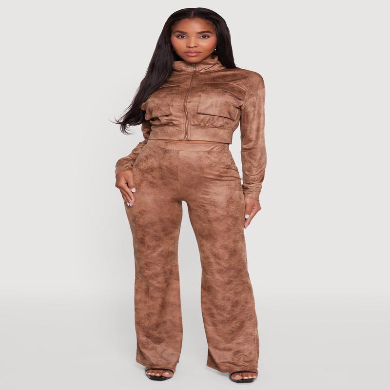 Acid Wash Flared High Waisted Pants