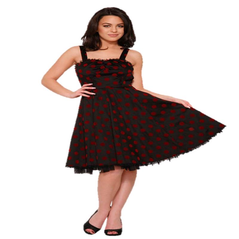 Black & Red Velvet Polka Dot Dress