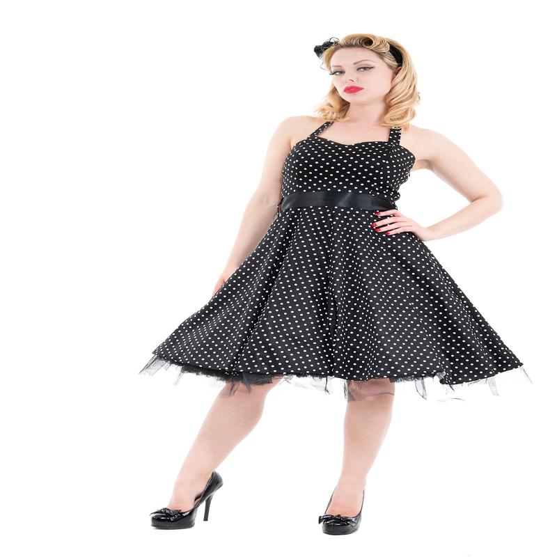 Black & White Small Polka Dot Halter Dress