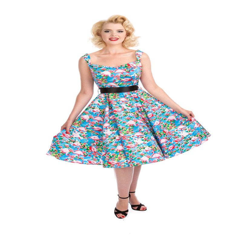 Blue Ocean & Pink Flamingo Swing Dress