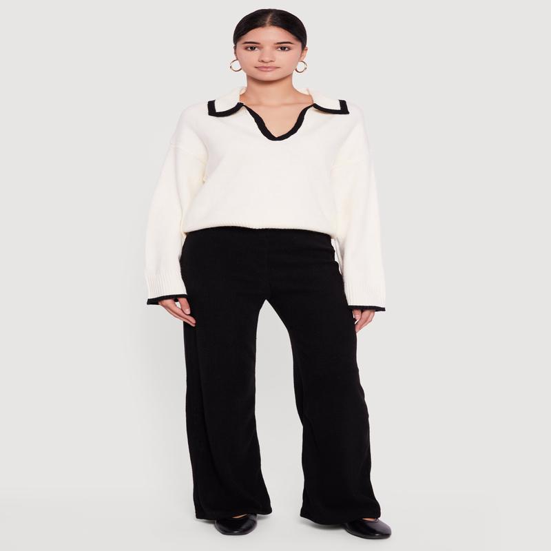 Brushed Rib Knit Pull On Pants