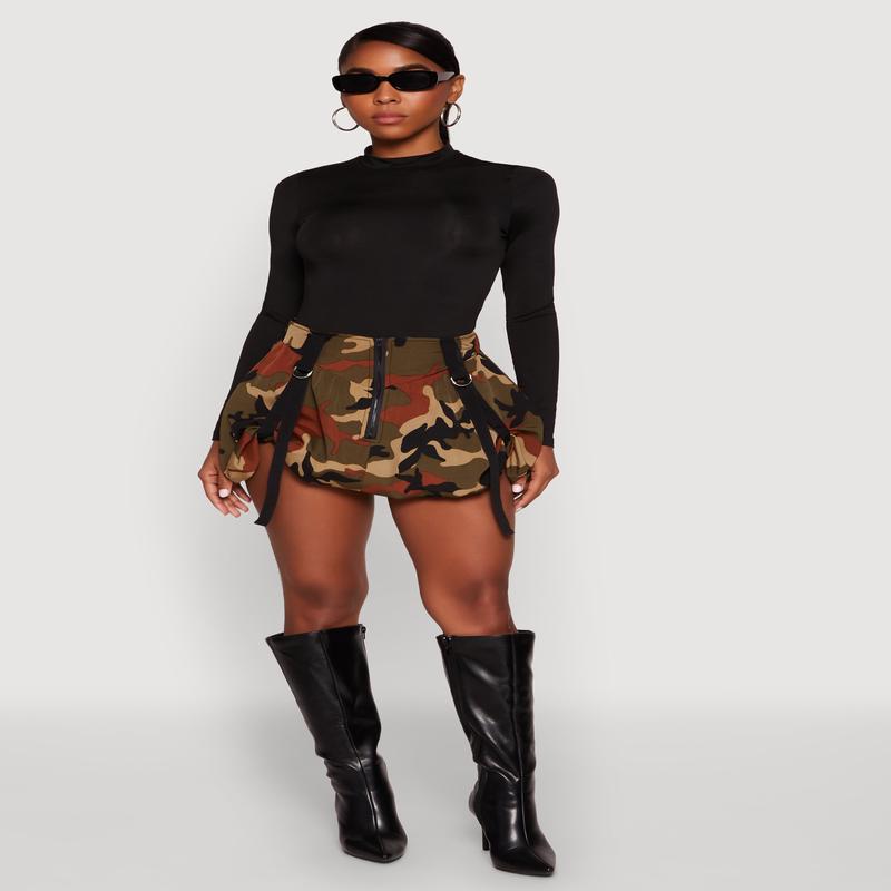 Camo Tabbed Mini Bubble Skirt