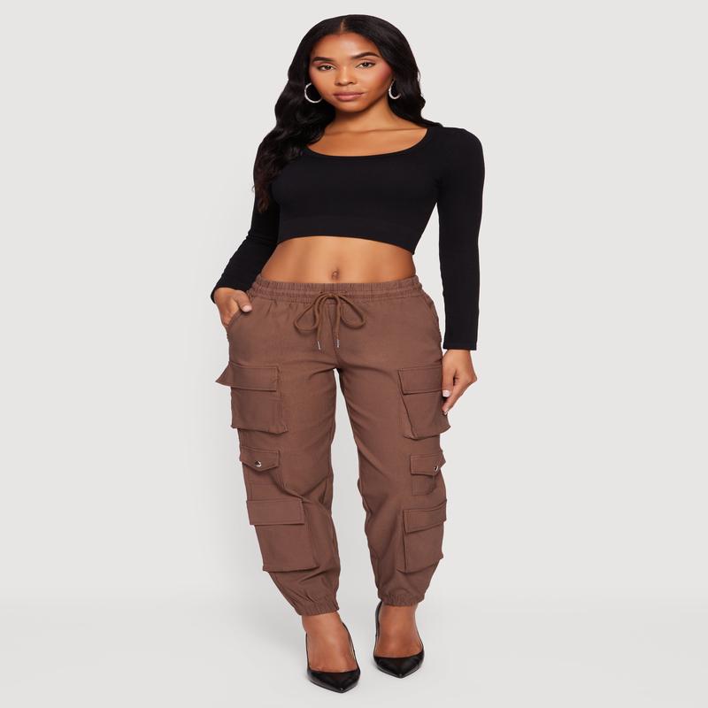 Drawstring Waist Utility Joggers