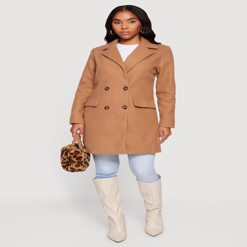 Long Sleeve Collared Double Breasted Trench Coat