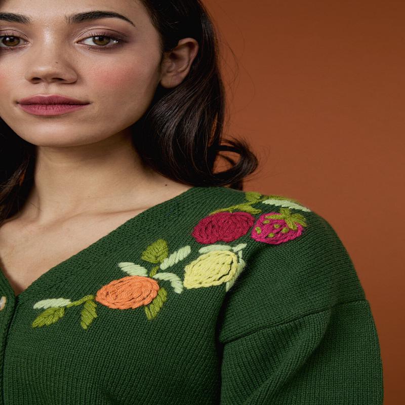 Fruit Embroidered Cardigan