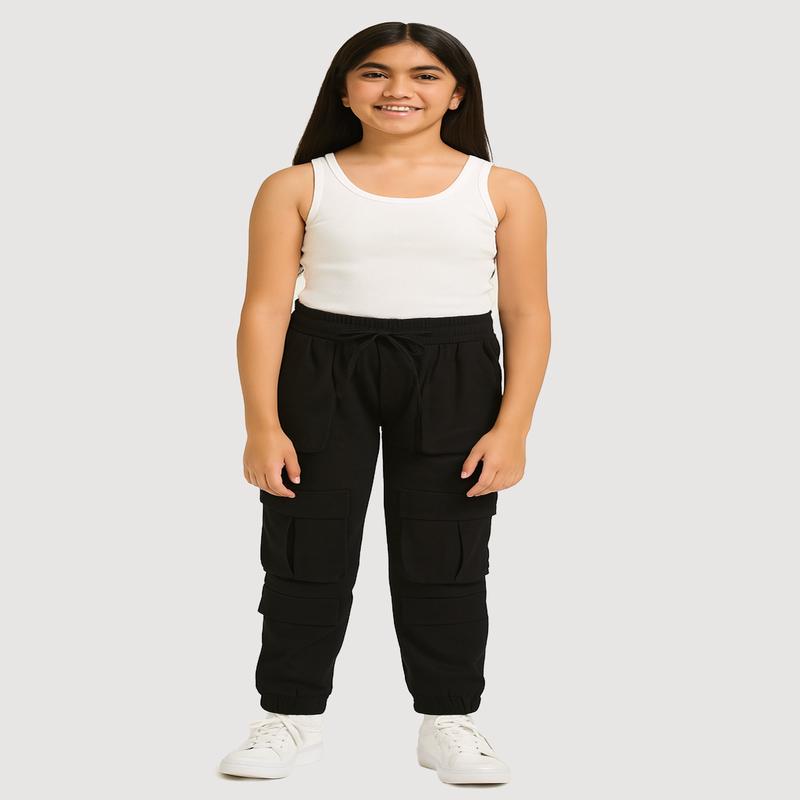 Girls Stretchy Cargo Pocket Joggers