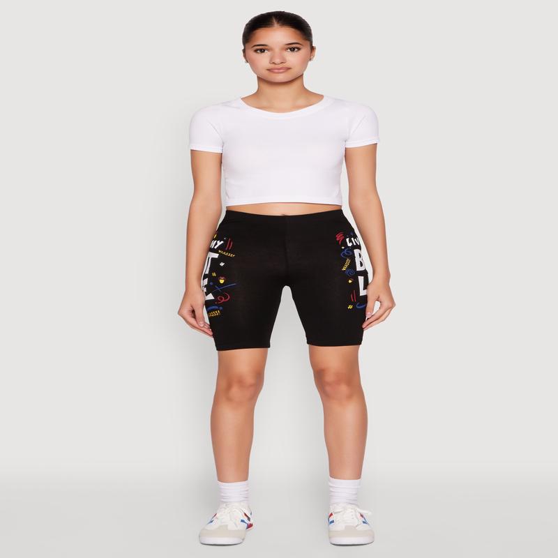 Living My Best Life Graphic Print Biker Shorts