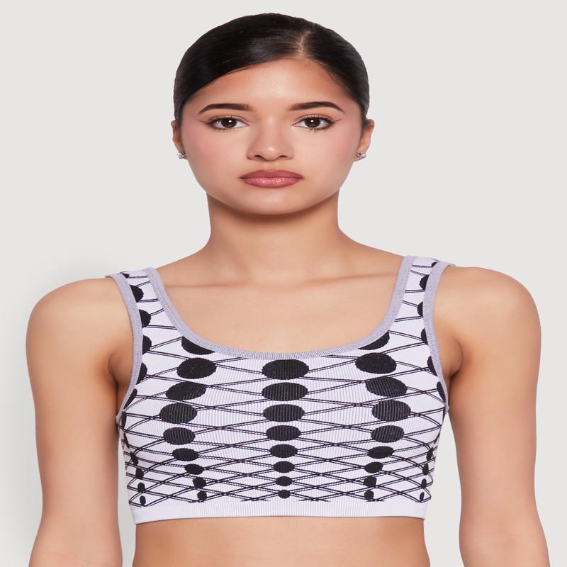 Seamless Geometric Print Crop Top