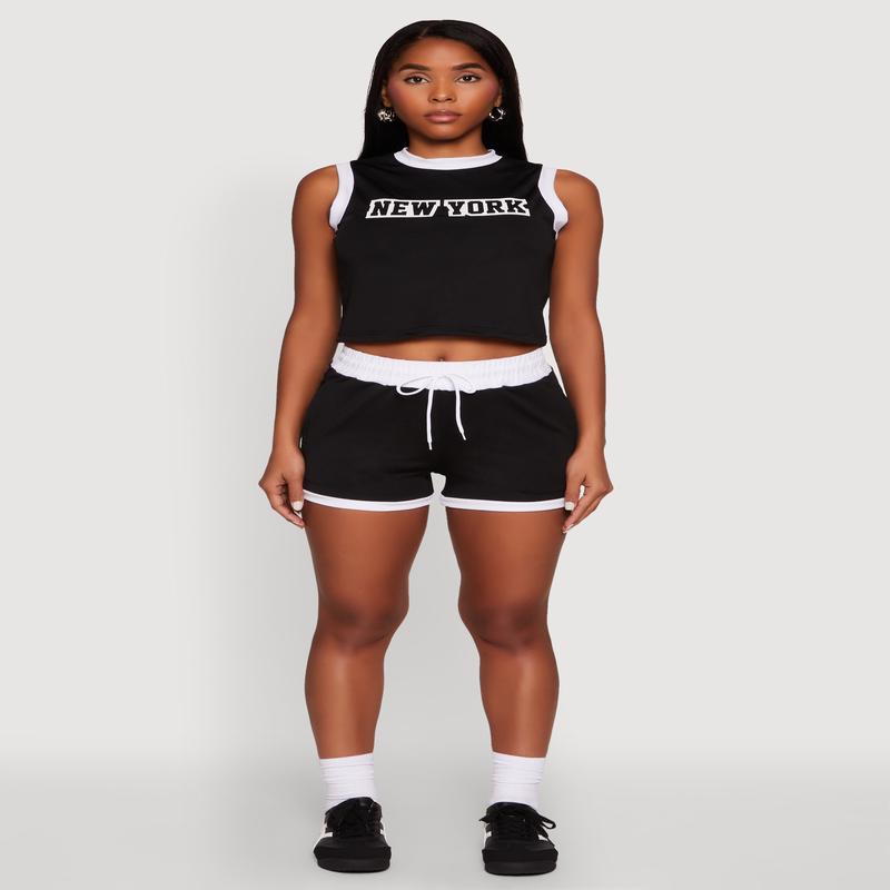 Contrast Trim Drawstring Shorts