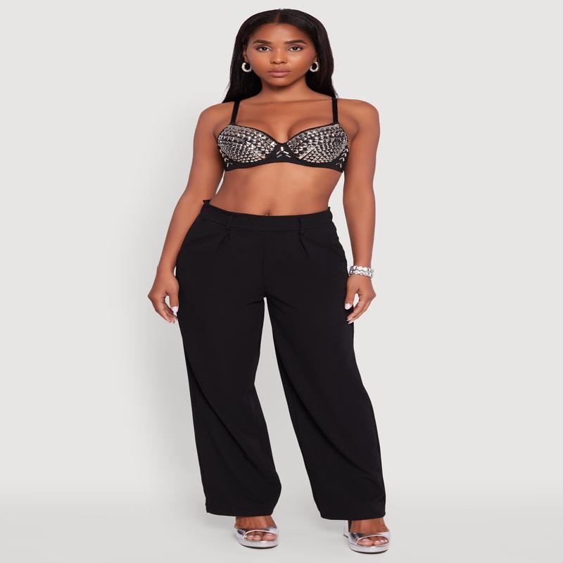 Metallic Studded Sweetheart Bustier Crop Top