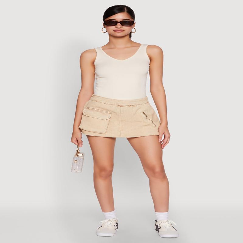 Spoon Jeans Mineral Wash Zip Detail Denim Skort