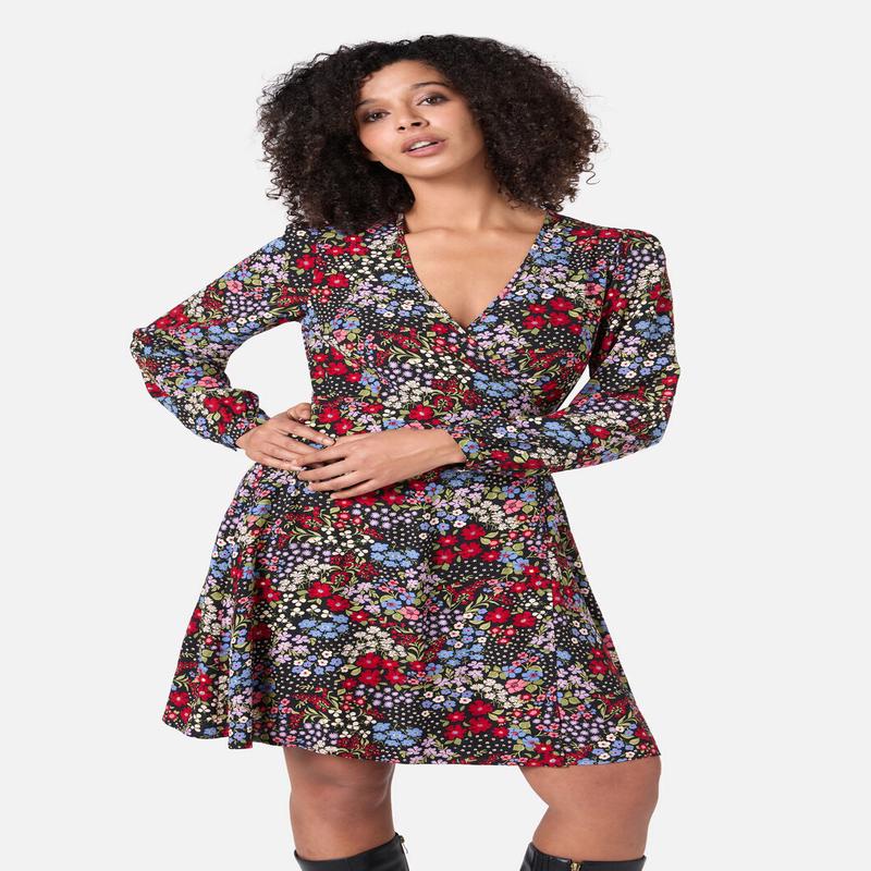 Ada 90's Floral Mini Wrap Dress