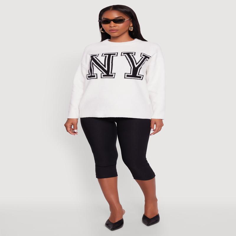 Brushed Knit New York Graphic Print Sweater