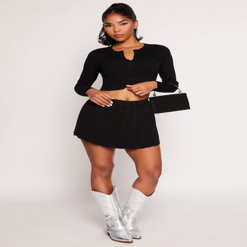 Daisy Knit Pleated Skirt