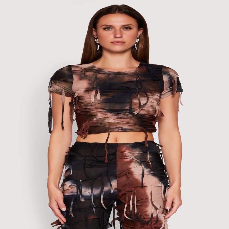 Tie Dye Slashed Crop Top